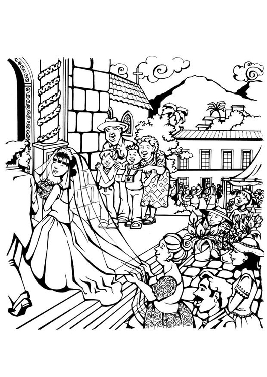 C coloriage d'un couple de mariés sous un ciel étoilé