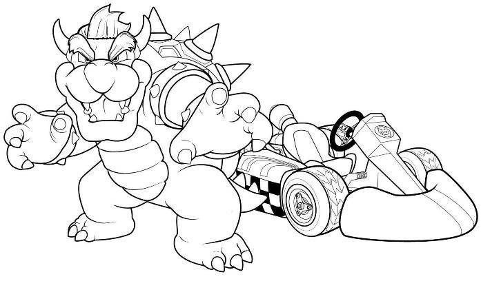 Mario en pleine course avec son kart dans un décor animé