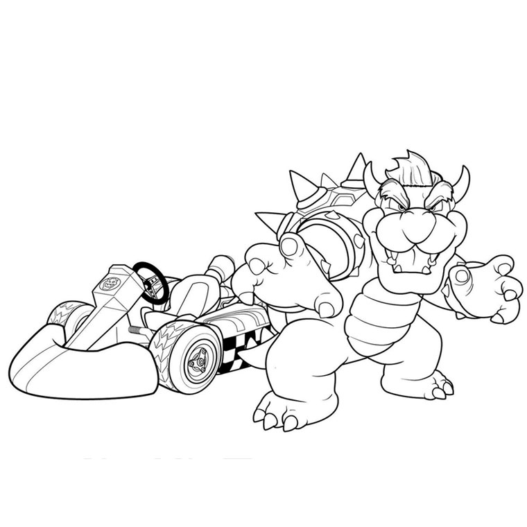 Coloriage de Mario Kart avec Mario et Luigi en pleine course