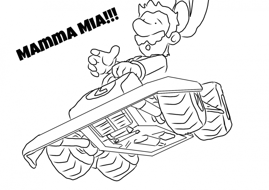 Mario et ses amis en course sur la piste de Mario Kart
