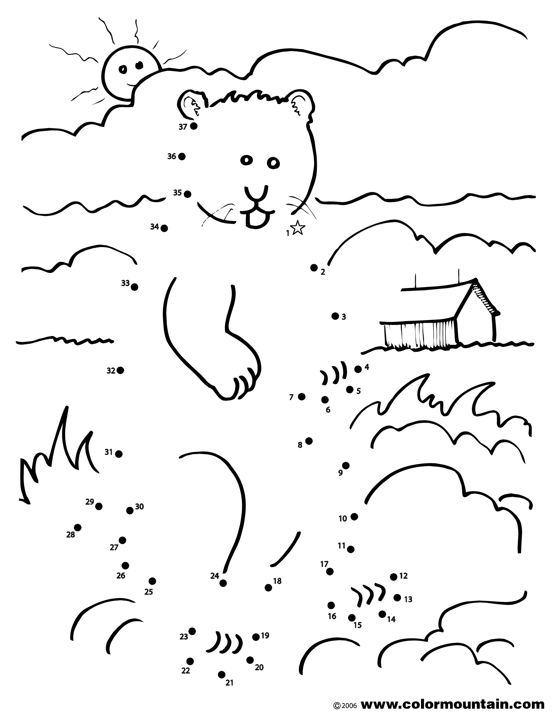 Coloriage d'une marmotte dans son habitat naturel