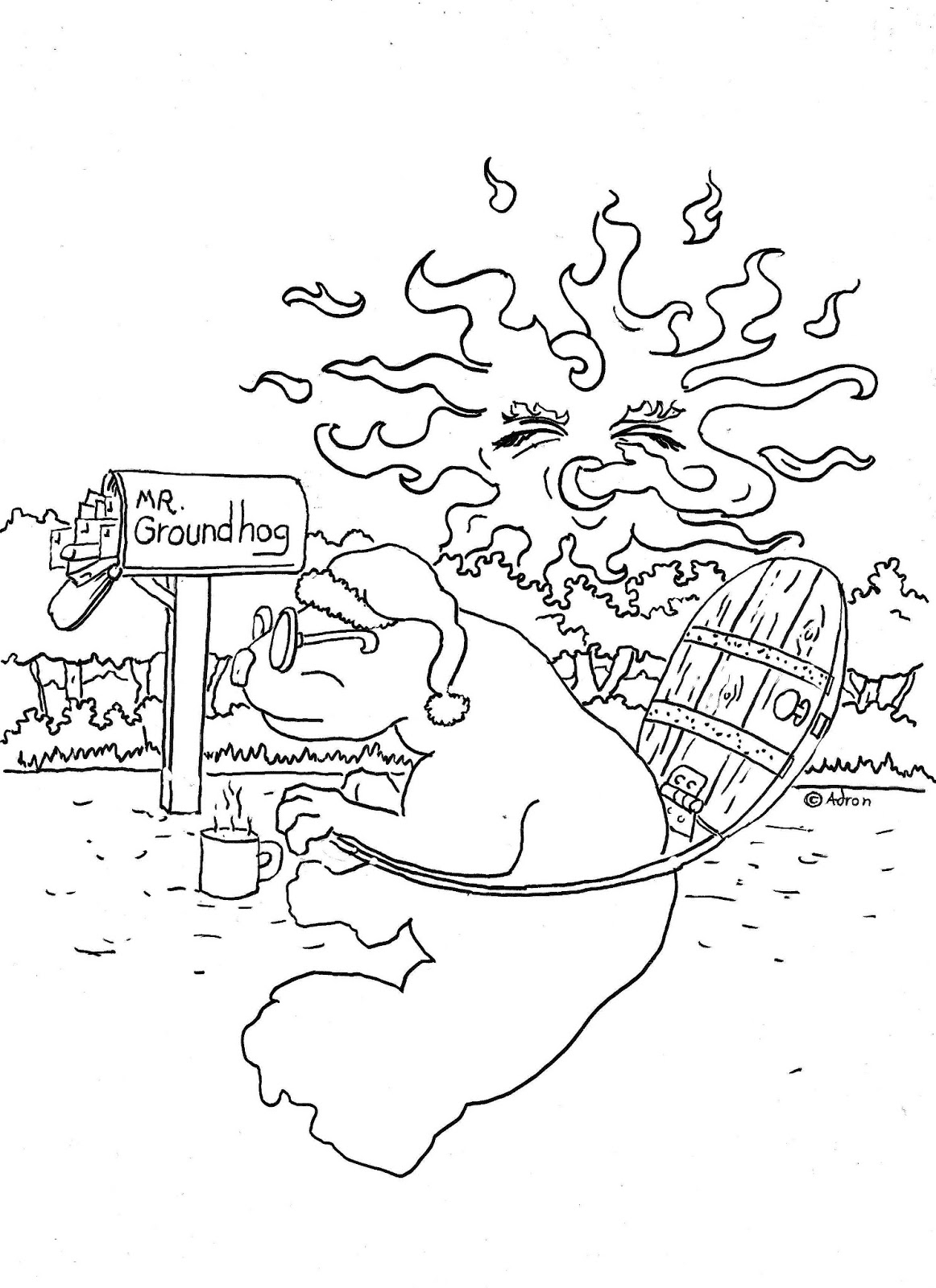 Coloriage d'une marmotte dans son habitat naturel