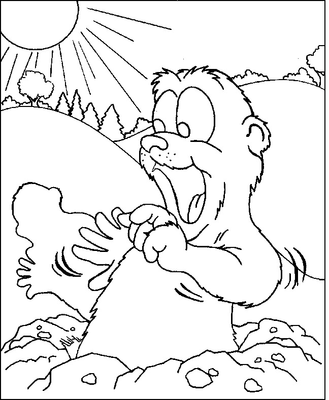 Coloriage d'une marmotte dans son habitat naturel