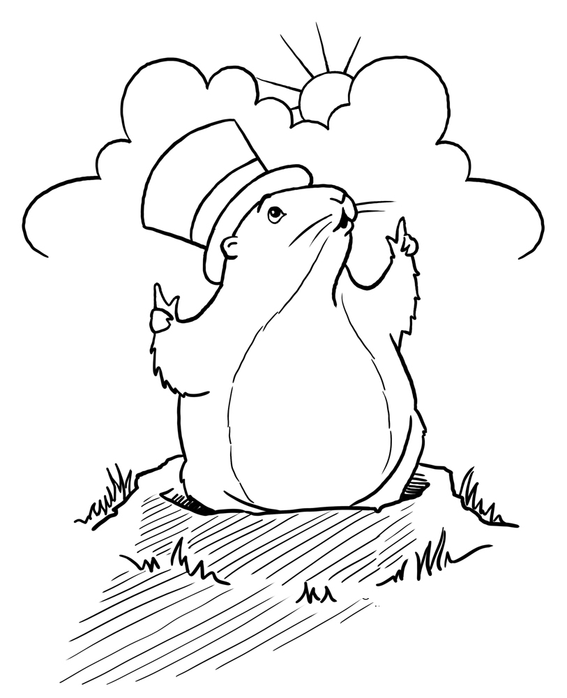 Coloriage d'une marmotte dans son habitat naturel