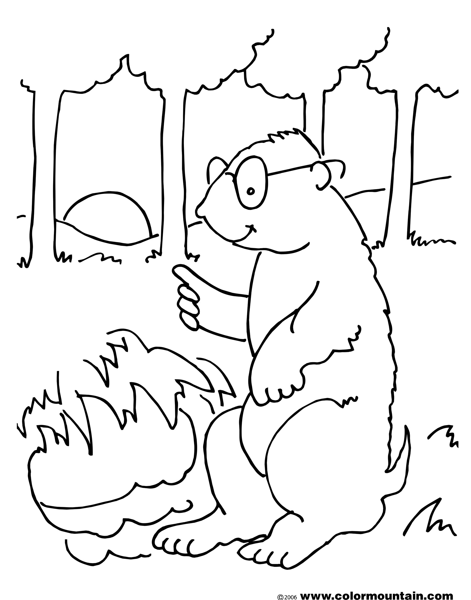 Coloriage d'une marmotte dans son habitat naturel