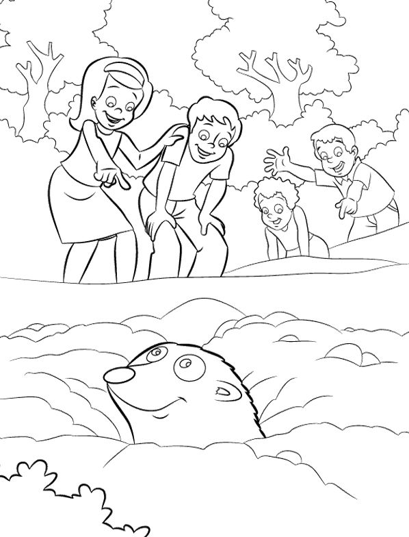 Coloriage d'une marmotte dans son habitat naturel