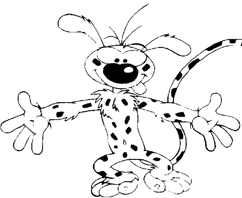 Le marsupilami entouré de végétation luxuriante