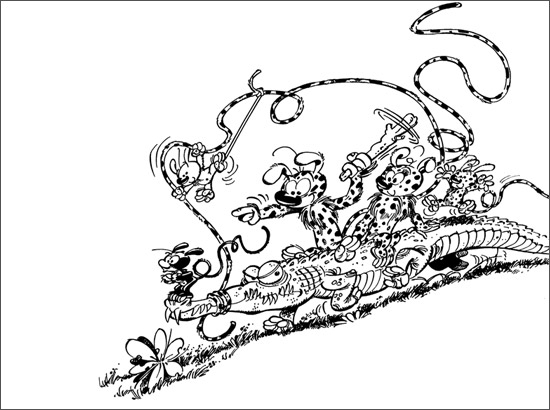 Un marsupilami espiègle dans la jungle luxuriante