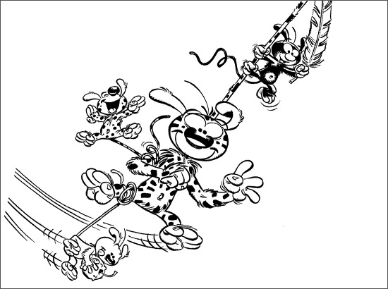 Le marsupilami en pleine aventure dans la jungle