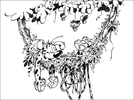 Le marsupilami espiègle dans la jungle