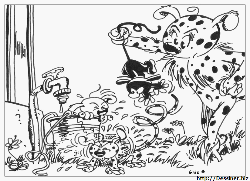 Un marsupilami joyeux sur un fond de végétation luxuriante