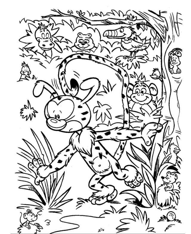 Un marsupilami espiègle dans son environnement tropical