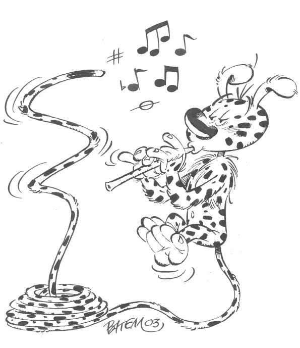 Un marsupilami joyeux sur un fond de jungle luxuriante