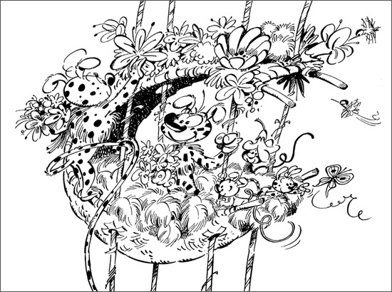 Le marsupilami espiègle au cœur de la jungle luxuriante