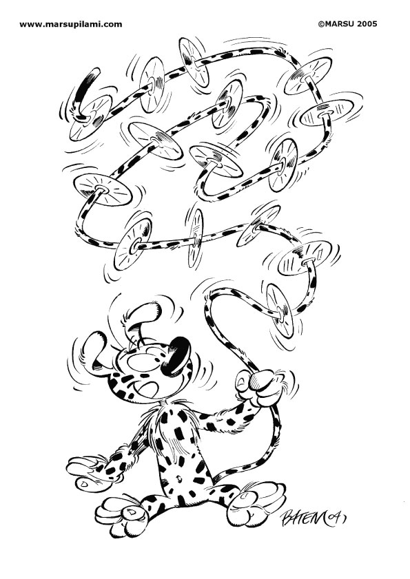 Un marsupilami joueur dans la jungle luxuriante