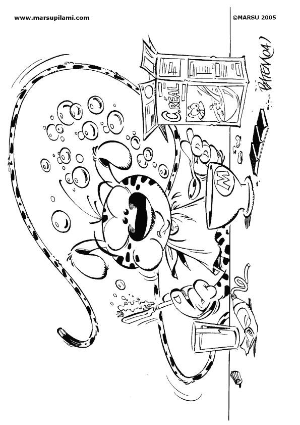 Coloriage du Marsupilami dans son habitat naturel