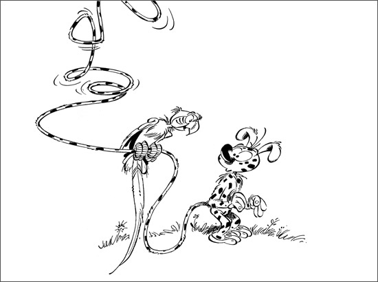 Un marsupilami joyeux dans la jungle luxuriante