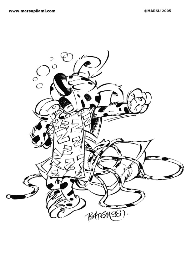 Un marsupilami espiègle dans la jungle en pleine course