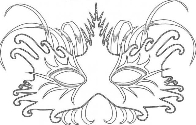 Coloriage d'un masque original avec motifs variés
