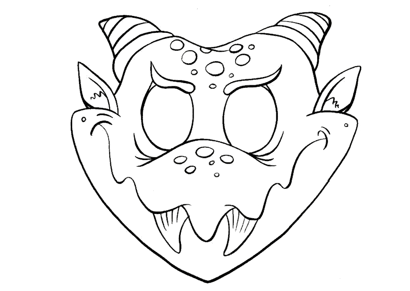 Masque original à colorier sur fond blanc