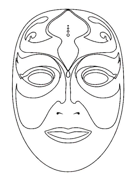 Coloriage d'un masque original avec motifs variés
