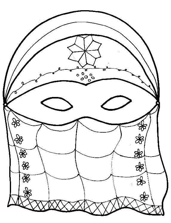 Coloriage d'un masque original avec motifs variés