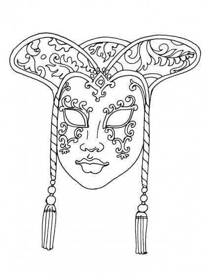 Coloriage d'un masque original avec motifs variés