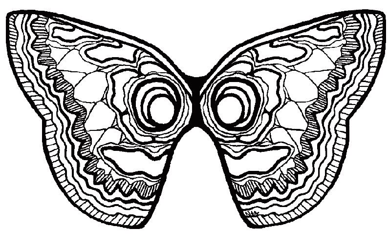 Coloriage d'un masque original avec motifs variés