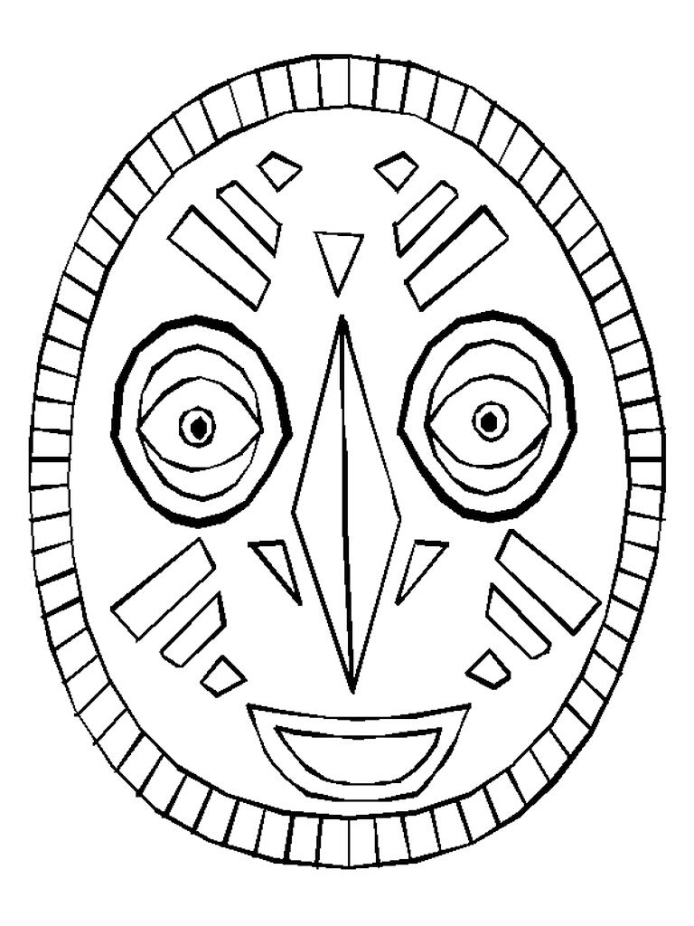 Coloriage d'un masque stylisé avec des motifs variés