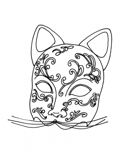Coloriage d'un masque décoratif avec motifs variés