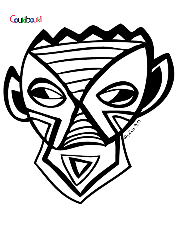 Coloriage d'un masque original avec motifs géométriques et ornements