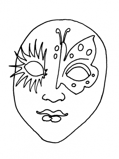 Coloriage d'un masque original avec détails variés