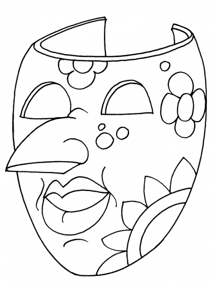 Coloriage d'un masque original avec motifs variés