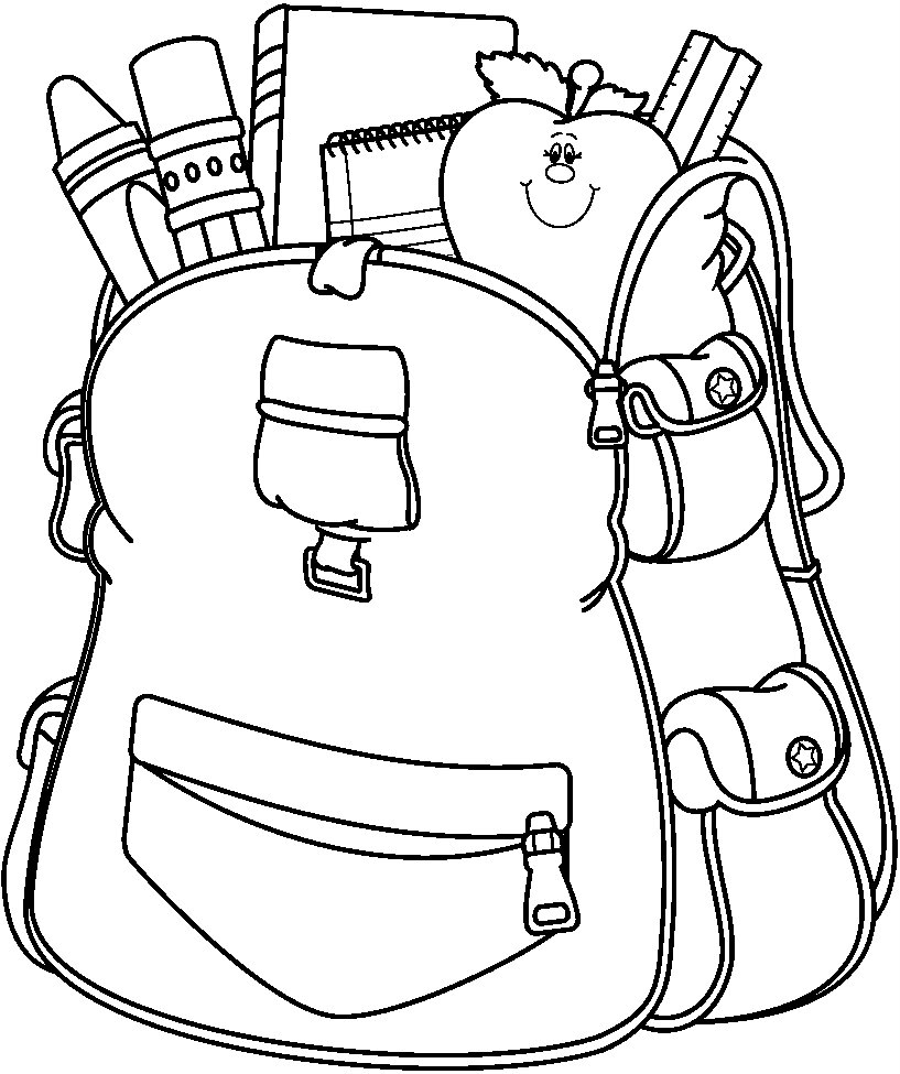 Coloriage de matériel scolaire sur une table