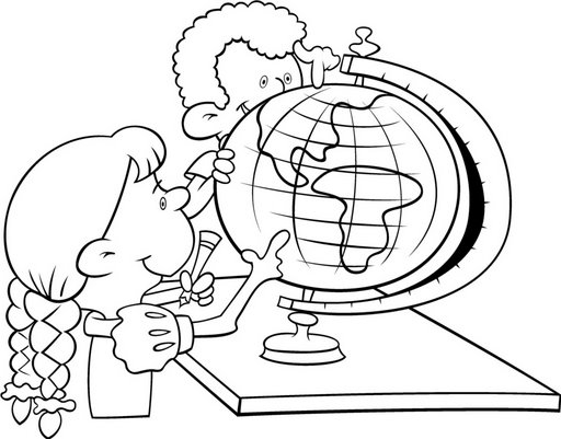 Coloriage de matériel scolaire avec des fournitures sur une table