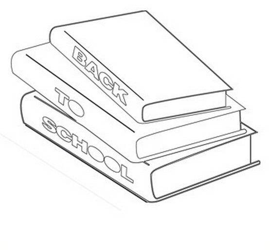 Coloriage de matériel scolaire avec des fournitures sur une table