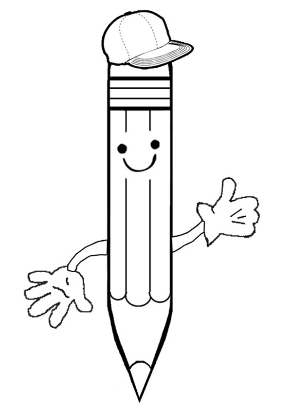 Coloriage de matériel scolaire avec des fournitures variées sur un bureau
