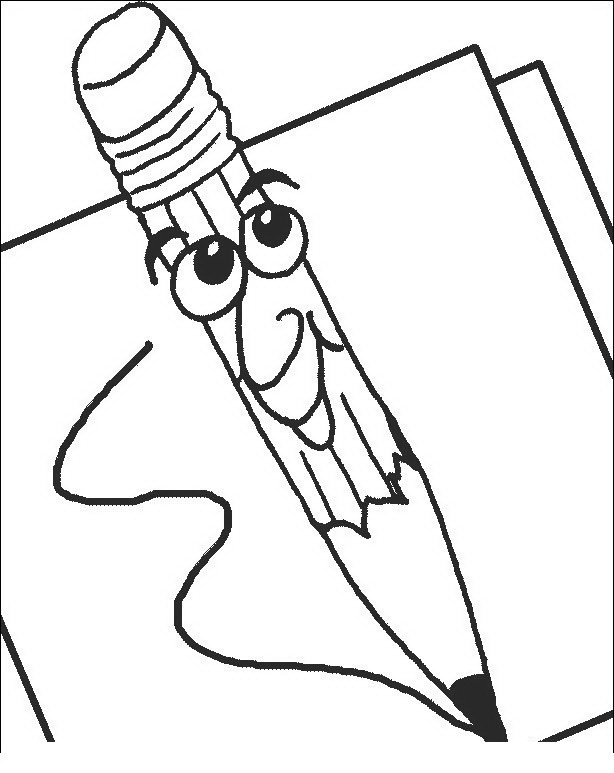 Coloriage de matériel scolaire sur une table