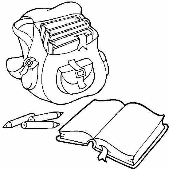 Coloriage de fournitures scolaires sur un bureau
