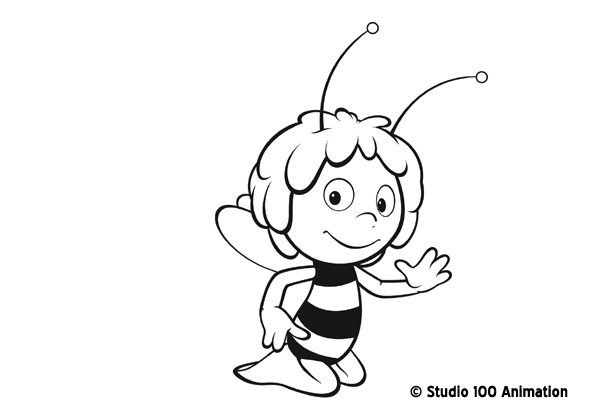 Maya l'abeille en pleine activité dans un champ fleuri