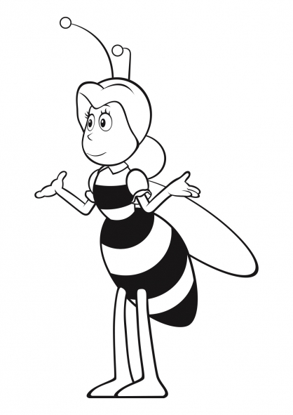 Coloriage de Maya l'abeille en pleine activité florale
