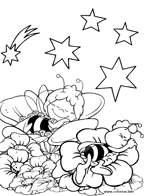 Maya l'abeille en pleine cueillette florale