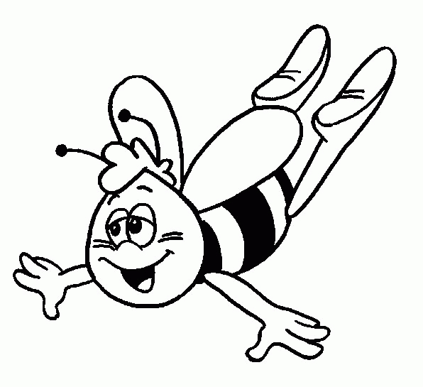 Maya l'abeille en train de voler parmi les fleurs