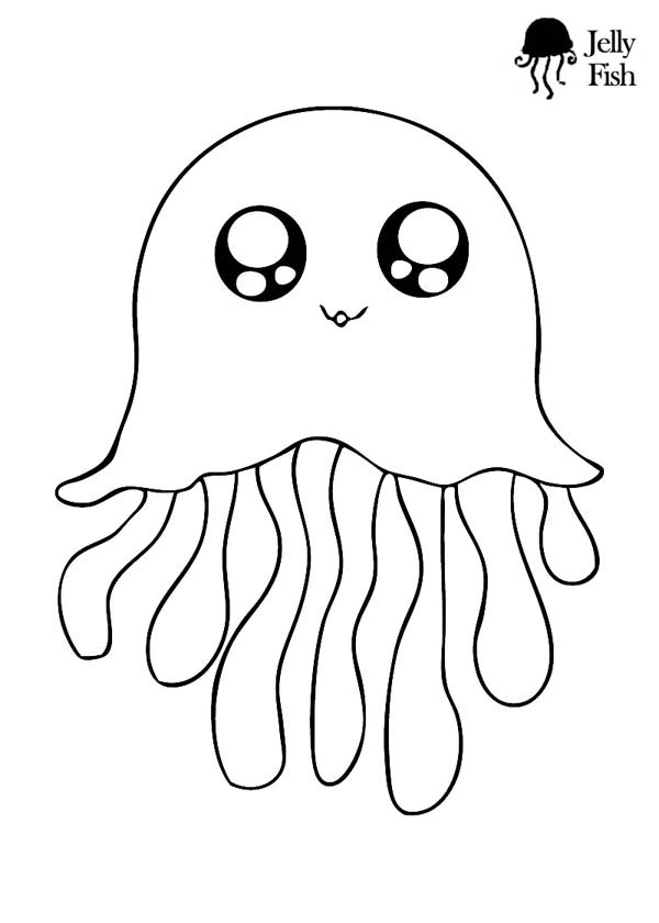 Coloriage d'une méduse dans un décor marin
