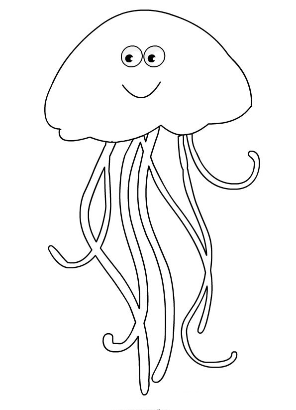Coloriage d'une méduse flottant dans l'océan