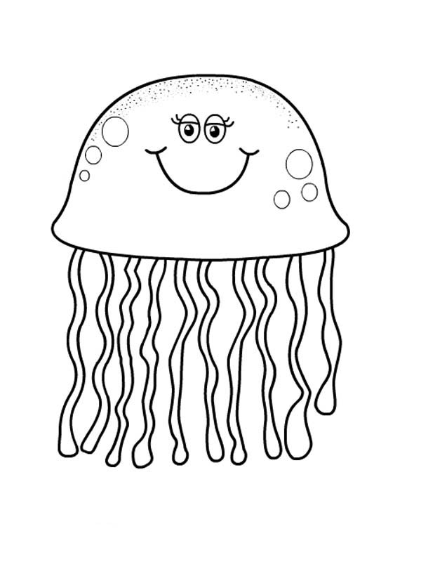 Coloriage d'une méduse flottant dans l'eau