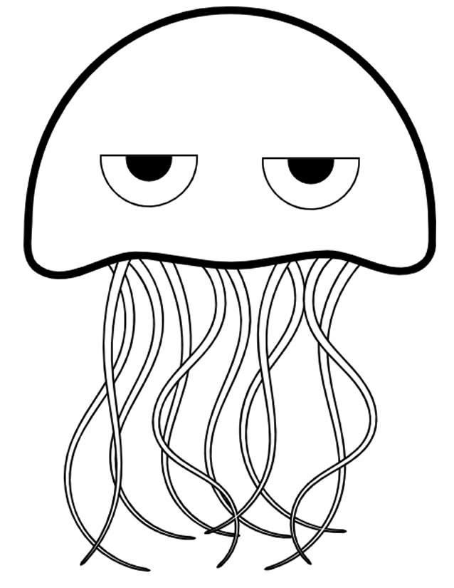 Coloriage d'une méduse flottante dans les vagues marines Coloriage d'une méduse flottante dans les vagues marines