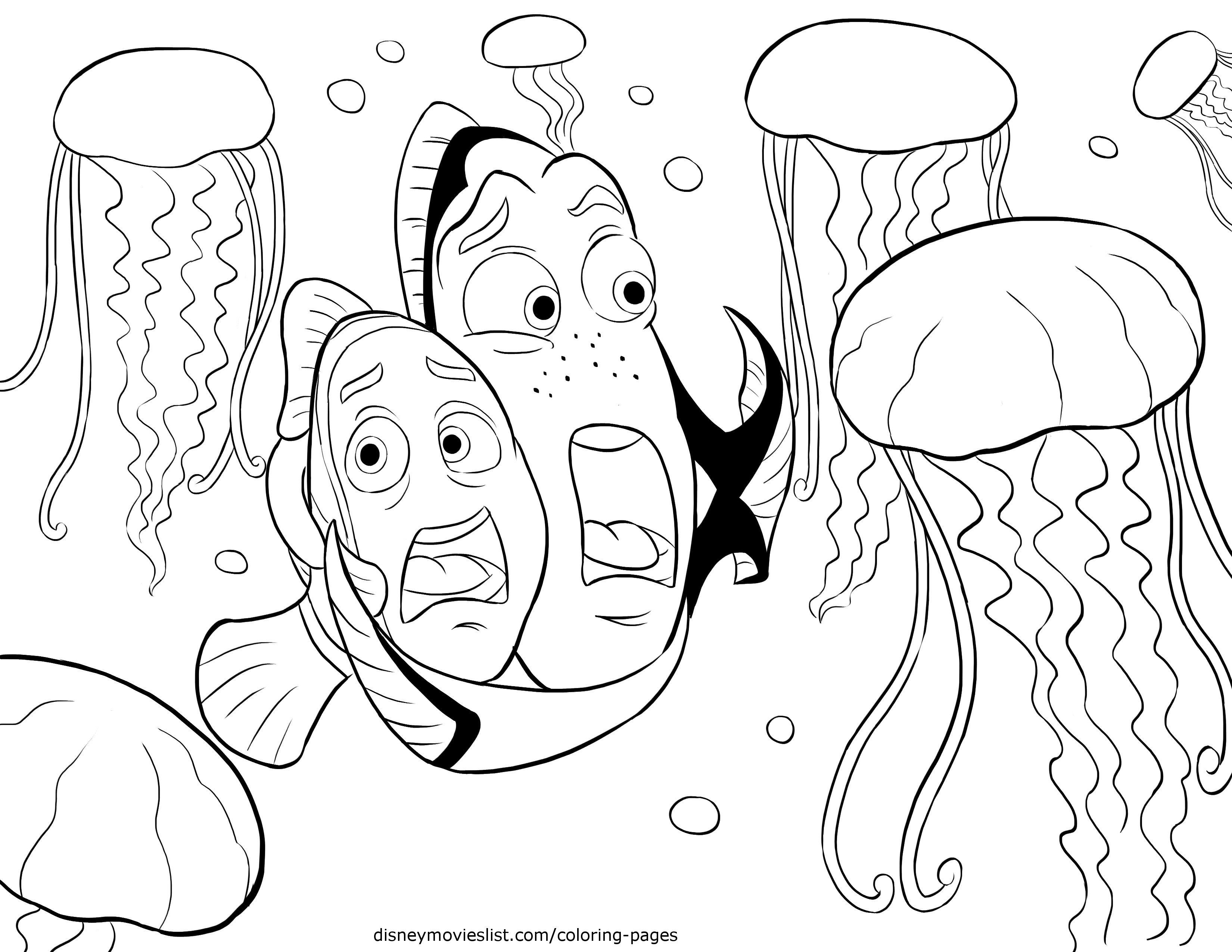Coloriage d'une méduse évoluant dans les profondeurs marines