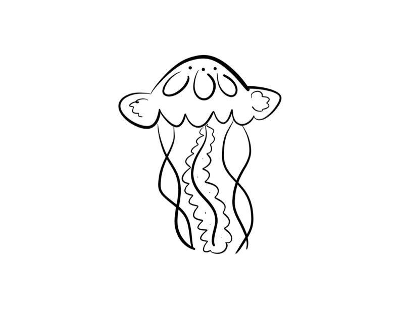Coloriage d'une méduse dans son habitat marin