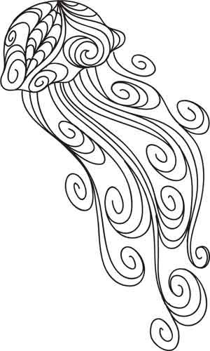 Coloriage d'une méduse évoluant dans les profondeurs marines